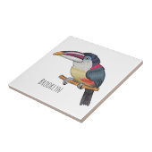 Curl crested aracari bird cartoon illustration タイル (側面)