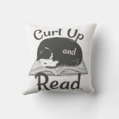 Curl Up Read Cat Cool Reading Love Art クッション (裏面)