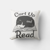 Curl Up Read Cat Cool Reading Love Art クッション (正面)