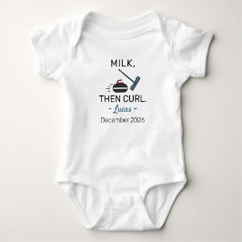 Curler Birth Announcement Milk Then Curl - Curling ベビーボディスーツ