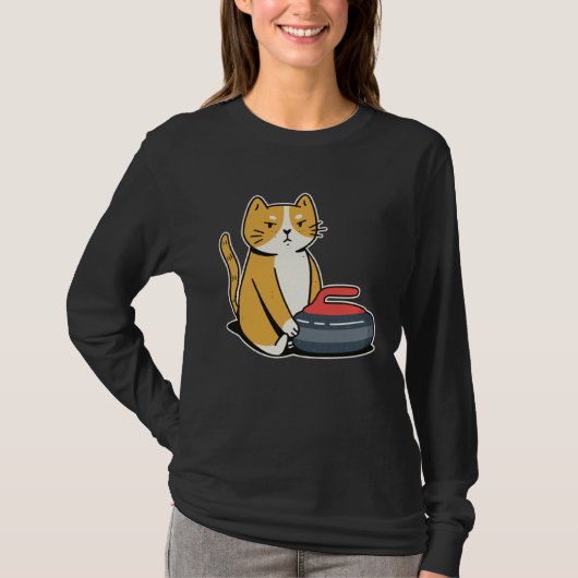 Curler Cat I Cat Curling I Curling Player Tシャツ (正面)