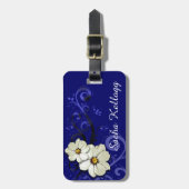 Curlicuesモダンな花の渦巻く|海軍 ラゲッジタグ (正面縦)