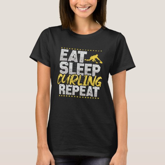 Curling Eat Sleep Repeat Ice Cream Sport Hobby Cur Tシャツ (正面)