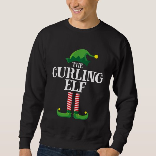 Curling Elf Matching Family Group Christmas Party  スウェットシャツ (正面)
