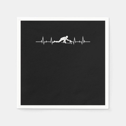 Curling Heartbeat Ice Sports Gift スタンダードカクテルナプキン (正面)