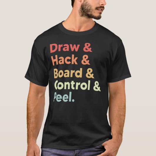 Curling meme draw hack board control peel retro tシャツ (正面)