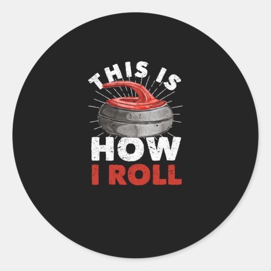 Curling Player Fan Winter Sports Curler ラウンドシール (正面)