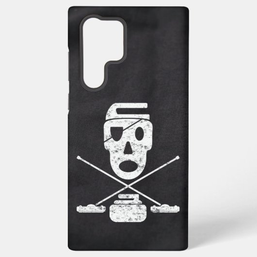 Curling Skull & Brooms Jolly Roger Samsung Galaxyケース (裏面)