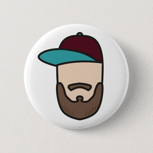 Curlingsebボタンの白 缶バッジ (正面)