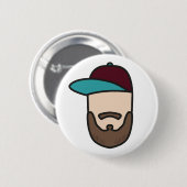 Curlingsebボタンの白 缶バッジ (正面&裏面)