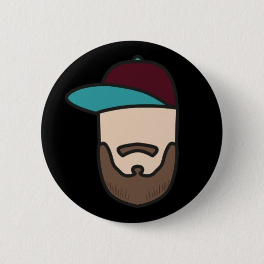 Curlingsebボタンの黒 缶バッジ (正面)