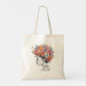 "Curls in Bloom" Spring Floral Custom Graphic Tote トートバッグ (裏面)