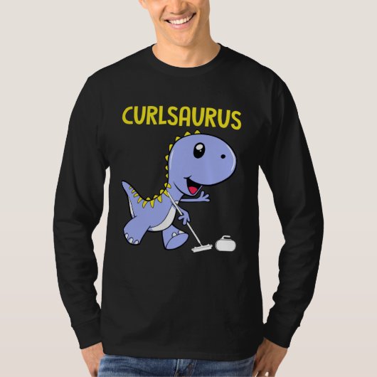 Curlsaurus Dinosaur Curling Sport Costume Tシャツ (正面)