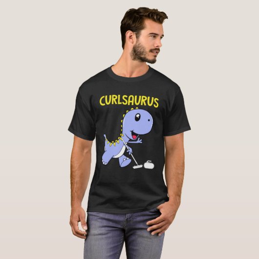 Curlsaurus  Dinosaur  Curling Sport Costume Tシャツ (正面フル)