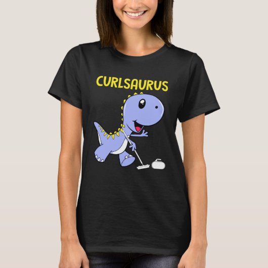 Curlsaurus  Dinosaur  Curling Sport Costume Tシャツ (正面)