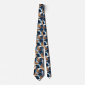 Curly Abstract Brushstrokes in Blue, White & Brown ネクタイ (正面)