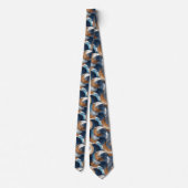 Curly Abstract Brushstrokes in Blue, White & Brown ネクタイ (裏面)