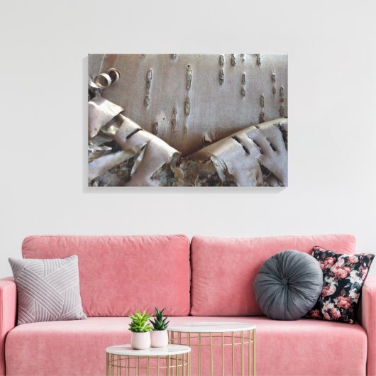 Curly Birch Bark Tree Rustic キャンバスプリント (インサイチュ (リビング))