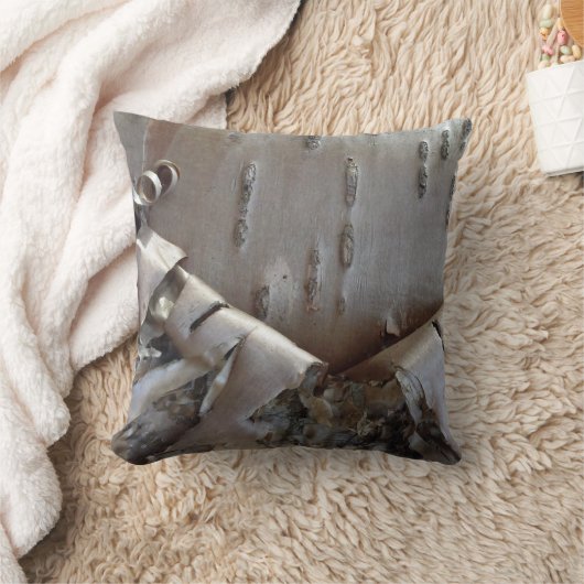 Curly Birch Bark Tree Rustic クッション (ブランケット)