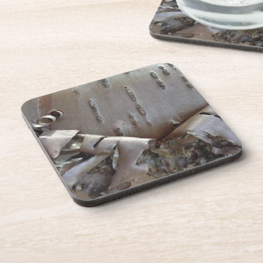 Curly Birch Bark Tree Rustic コースター (左側)