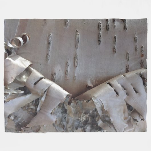Curly Birch Bark Tree Rustic フリースブランケット (正面(横))