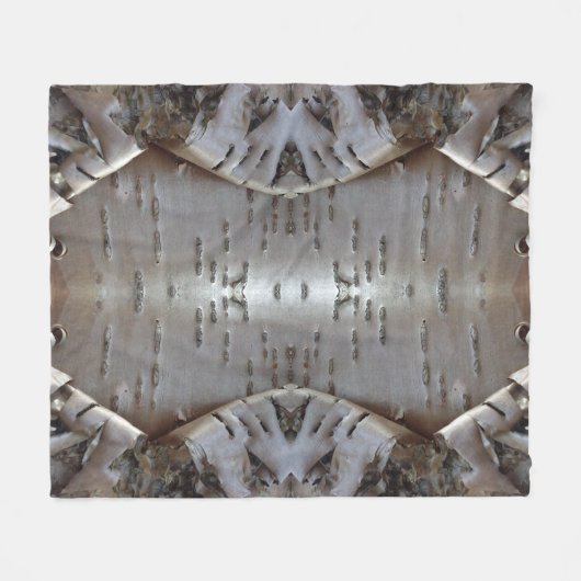 Curly Birch Bark Tree Rustic フリースブランケット (正面(横))