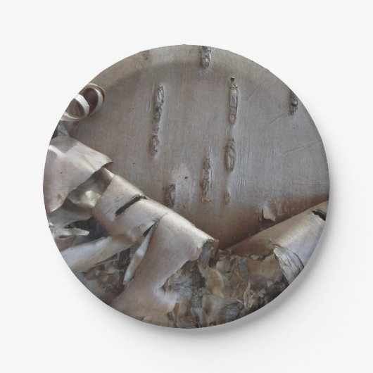 Curly Birch Bark Tree Rustic ペーパープレート (正面)