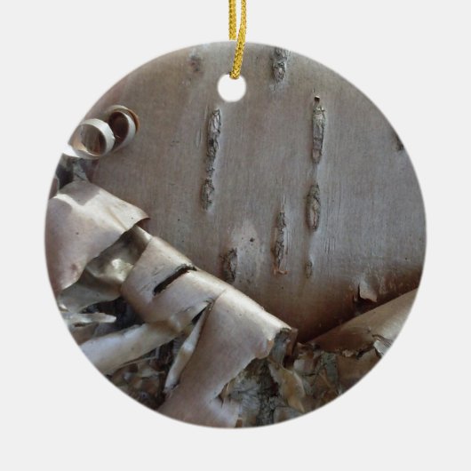 Curly Birch Bark Tree Rustic Ornament セラミックオーナメント (正面)