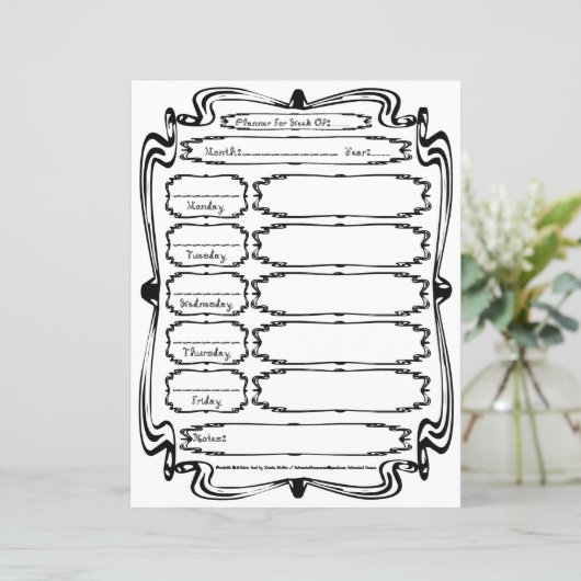 Curly Bracket Fabric Font 5 Day Weekly Planner (スタンド正面)