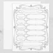 Curly Bracket Silver Fabric Font 5 Weekday Planner (正面/裏面)