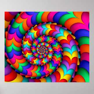 Curly Coil Rainbow Spiral Poster ポスター