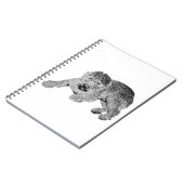 Curly Dog Notebook – Lying Pose in Black & White ノートブック (左側)