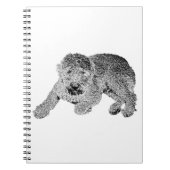 Curly Dog Notebook – Lying Pose in Black & White ノートブック (正面)