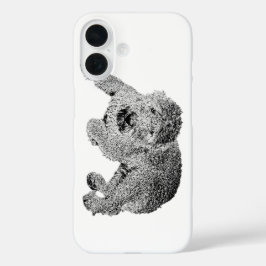 Curly Dog Phone Case – Lying Dog Ink Sketch iPhone 16ケース