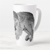 Curly Dog Portrait Mug – Lying Pose in Black & Whi カフェラテマグ (右アングル)