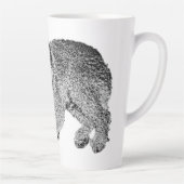 Curly Dog Portrait Mug – Lying Pose in Black & Whi カフェラテマグ (右)