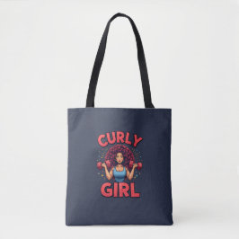 Curly Girl Hair Goals - Pink Navy Motivational Gym トートバッグ
