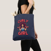 Curly Girl Hair Goals - Pink Navy Motivational Gym トートバッグ (クローズアップ)