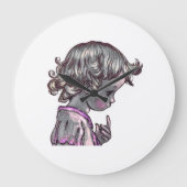 Curly Hair Girl clock  ラージ壁時計 (正面)
