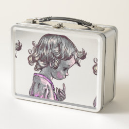 Curly Hair Girl metal lunchbox  メタルランチボックス