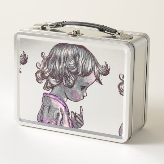 Curly Hair Girl metal lunchbox  メタルランチボックス (正面)