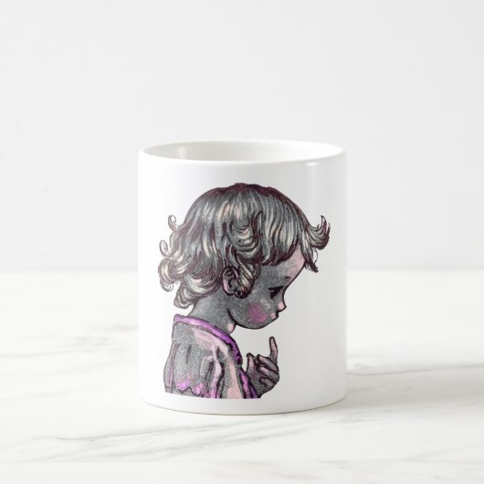 Curly Hair Girl mug コーヒーマグカップ (中央)