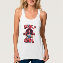 Curly Hair Girl - Pink Gym Motivation Activewear タンクトップ