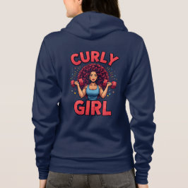 Curly Hair Girl - Pink Gym Motivation Activewear パーカ