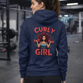 Curly Hair Girl - Pink Gym Motivation Activewear パーカ