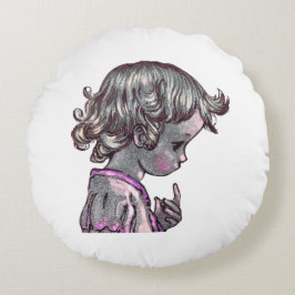 Curly Hair Girl round pillow  ラウンドクッション