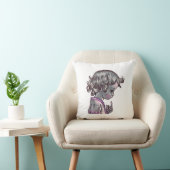 Curly Hair Girl square pillow  クッション (椅子)