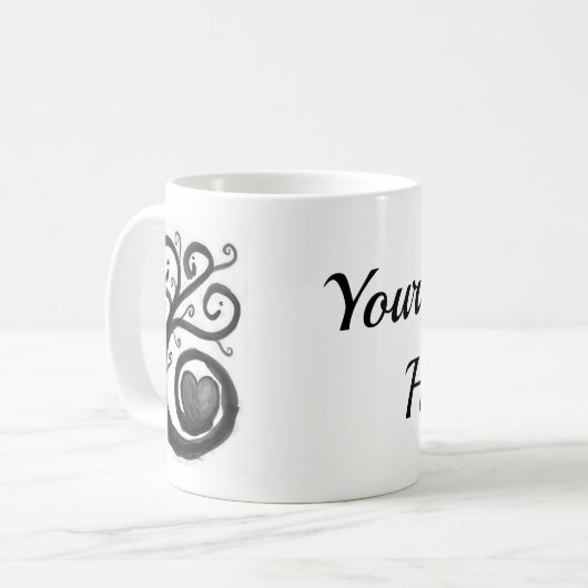 Curly Heart Ink Mug With Personalization コーヒーマグカップ (正面左)
