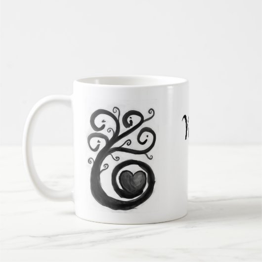 Curly Heart Ink Mug With Personalization コーヒーマグカップ (左)