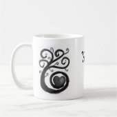 Curly Heart Ink Mug With Personalization コーヒーマグカップ (左)